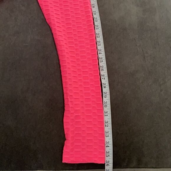 Women’s Leggings High Waisted Yoga Pants Textured Pink Butt Lift Size S NEW - Picture 12 of 13